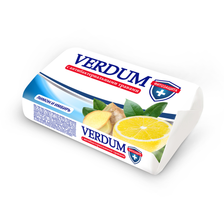 Туалетное мыло Verdum Лимон и имбирь с антибактериальными травами, 90 гр